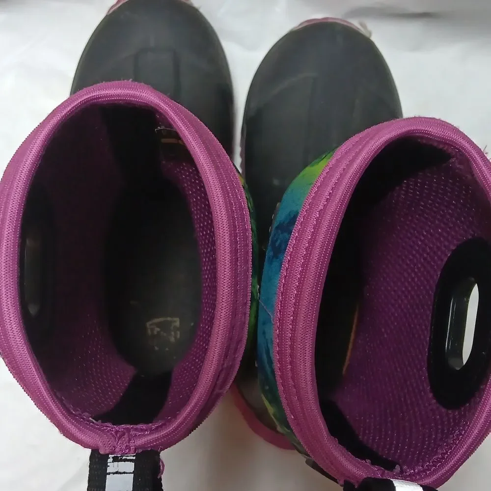 Muds Noble Outfitters Kids' Black and Purple Rain & Snow Boots Youth Size 2